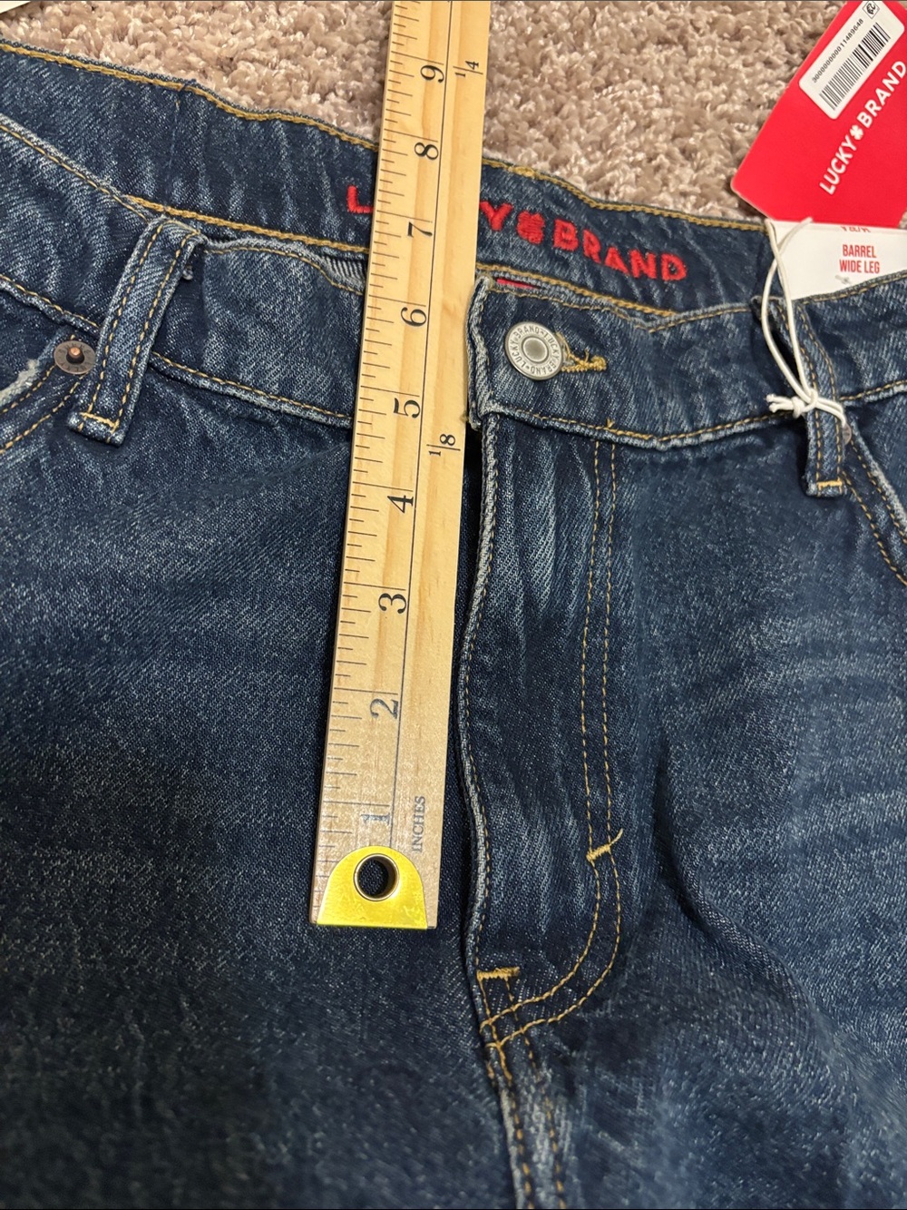 Silhouettes Denim Lucky Brand Barrel Wide Leg Women's Indigo Jeans Carpenter - Picture 6 of 10